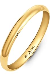 [Amberta] ソリッド 18カラット ゴールド 結婚指輪 レディース イタリア製 | 幅2mm ホワイト＆イエロー 結婚指輪 ゴールド 18カラット